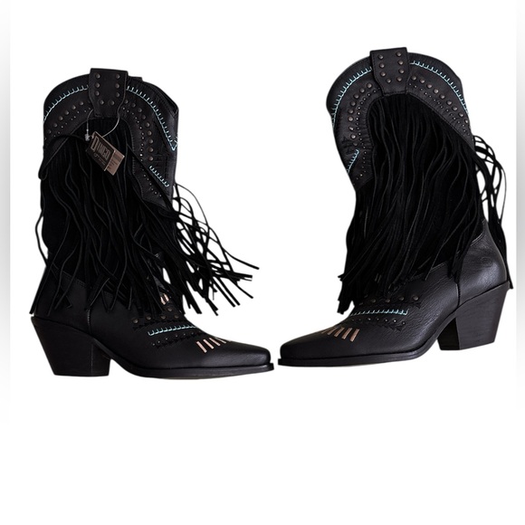 dingo Shoes - New Dingo cowboy boots embroidered studded tassel cowgirl black, sz 7.5 women’s